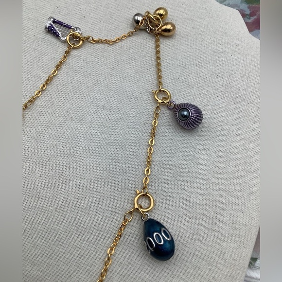 Joan Rivers Gold Necklace with Colorful Charms Egg Charms Lot Of 8 - Picture 6 of 6